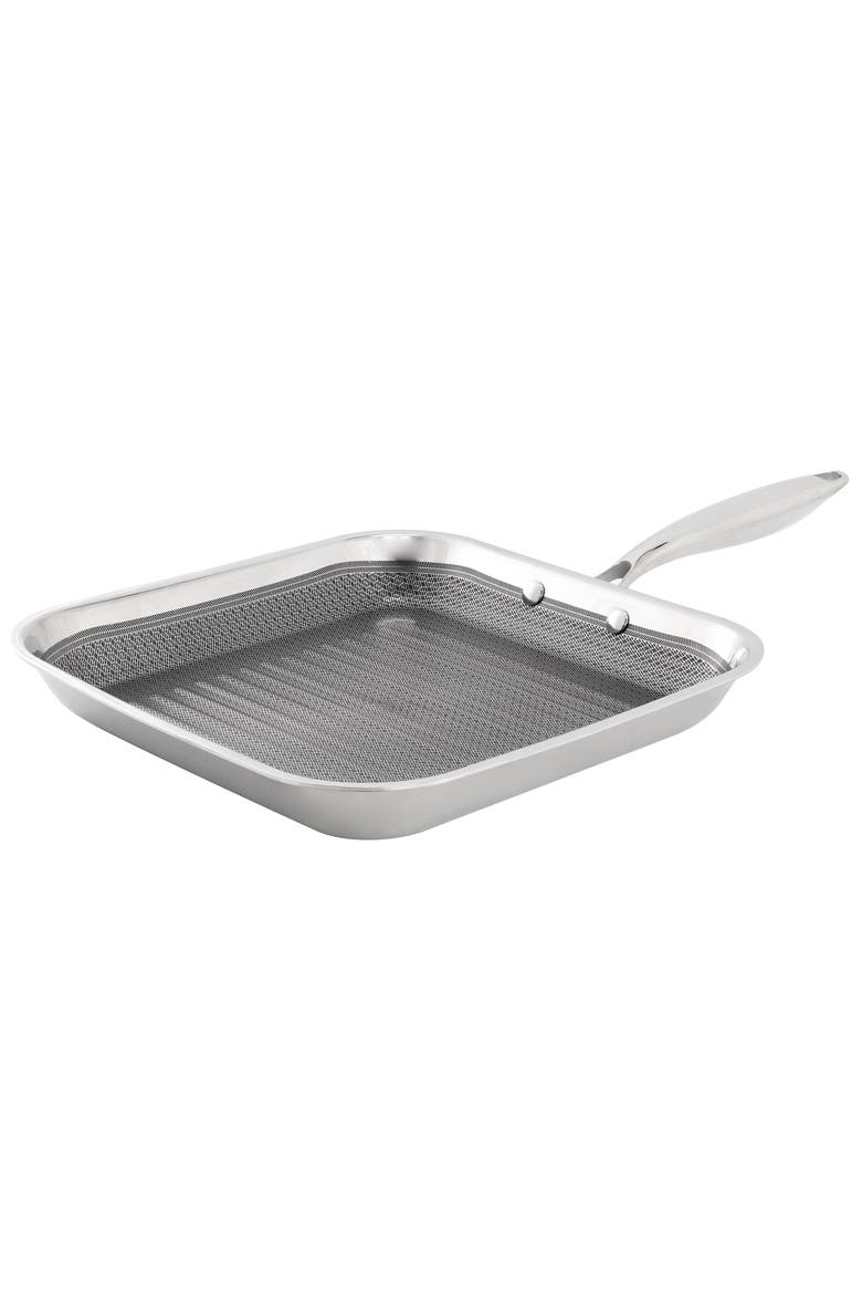 11in Hybrid Nonstick Square Grill Pan in Silver, Main, color, Silver