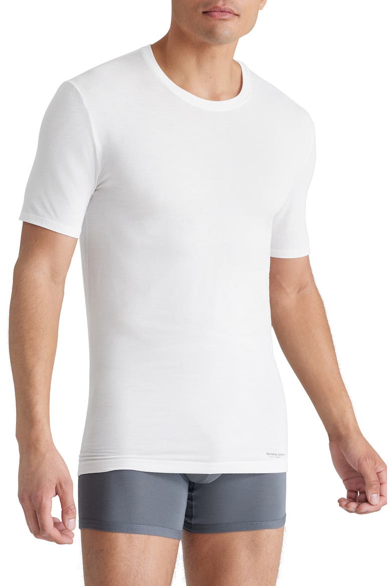 3-Pack Second Skin Stay Tucked Crewneck Undershirts, Alternate, color, WHITE, WHITE, BLACK