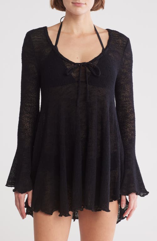 Free People Long Sleeve Tunic Sweater In Black