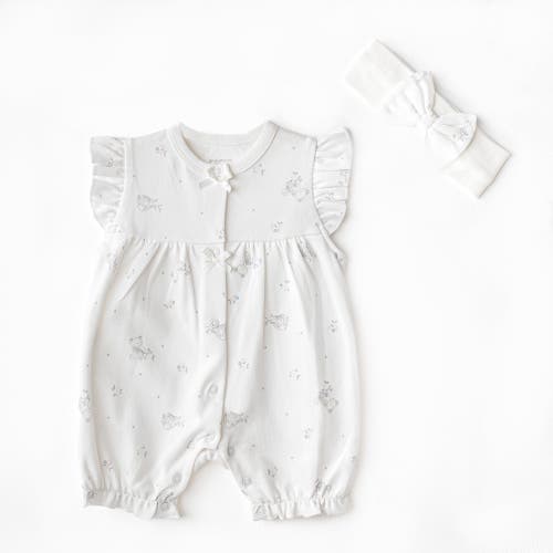 Andy Wawa Cuddly Romper Ruffle Band Set In Ecru