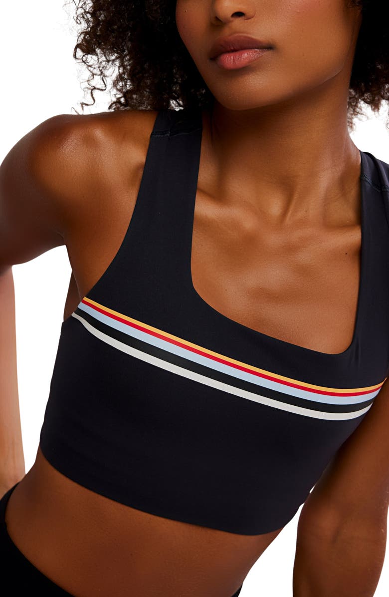 FREE PEOPLE MOVEMENT Win Win Printed Sports Bra, Alternate, color, Black