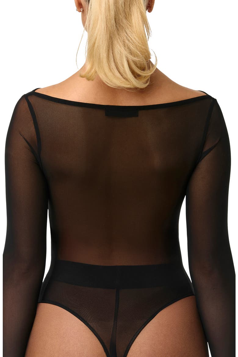 Long Sleeve Mesh Bodysuit, Alternate, color, BLACK