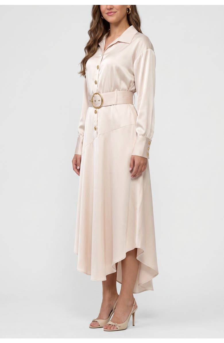 RACHEL Rachel Roy Gilian Long Sleeve Satin Shirt Dress, Alternate, color, Light Silver Grey