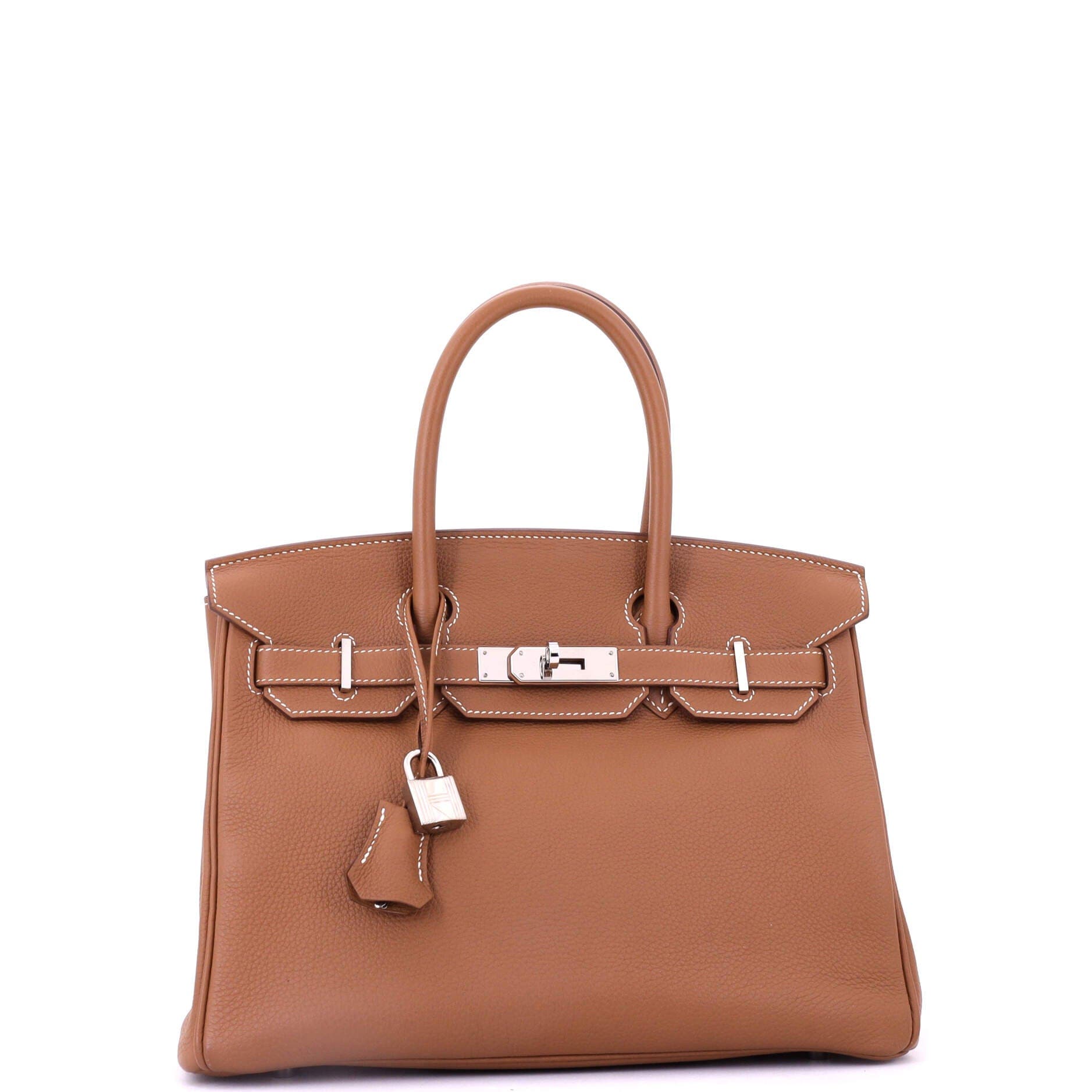 Pre-Owned Hermes Birkin Handbag Brown Togo with Palladium Hardware 30, Alternate, color, Gold