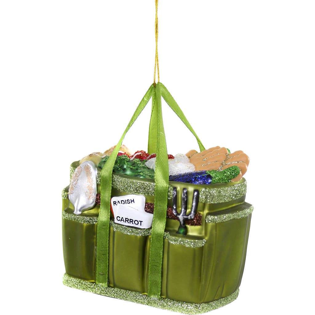 Cody Foster & Co. Gardener's Tote Glass Ornament In Green