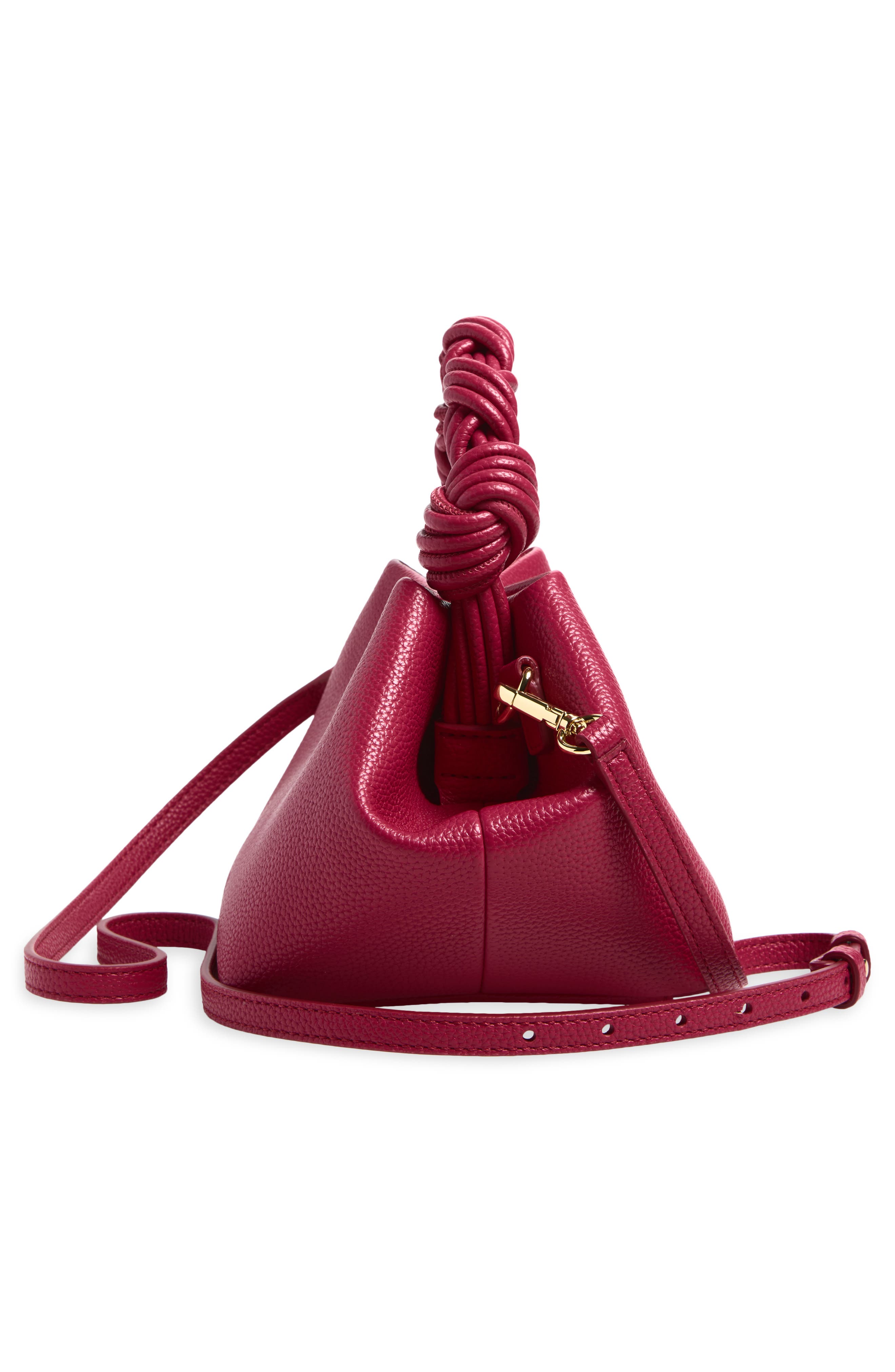 Ganni Small Bou Grained Faux Leather Top Handle Bag, Alternate, color, Persian Red