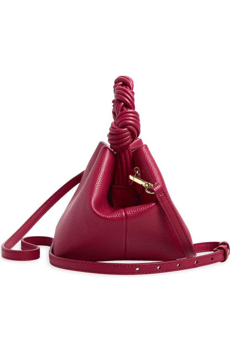 Ganni Small Bou Grained Faux Leather Top Handle Bag, Alternate, color, Persian Red