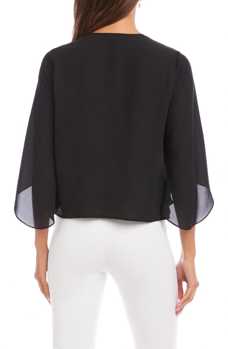 Karen Kane Drape Crossover Crepe Top, Alternate, color, Black
