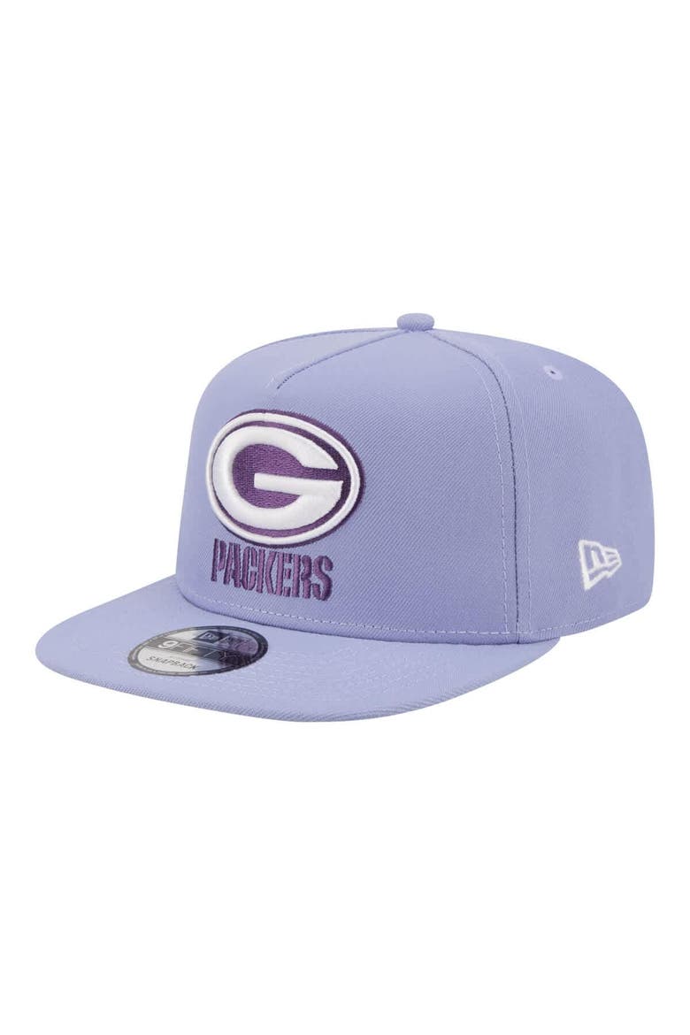 Men's New Era  Lavender Green Bay Packers Bloom A-Frame 9FIFTY Snapback Hat, Alternate, color, Lavender