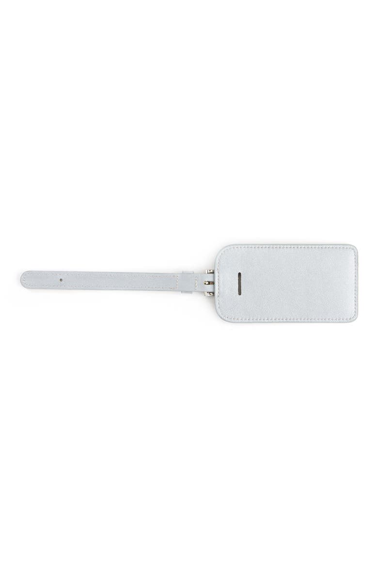Personalized Leather Luggage Tag, Alternate, color, SILVER- SILVER FOIL