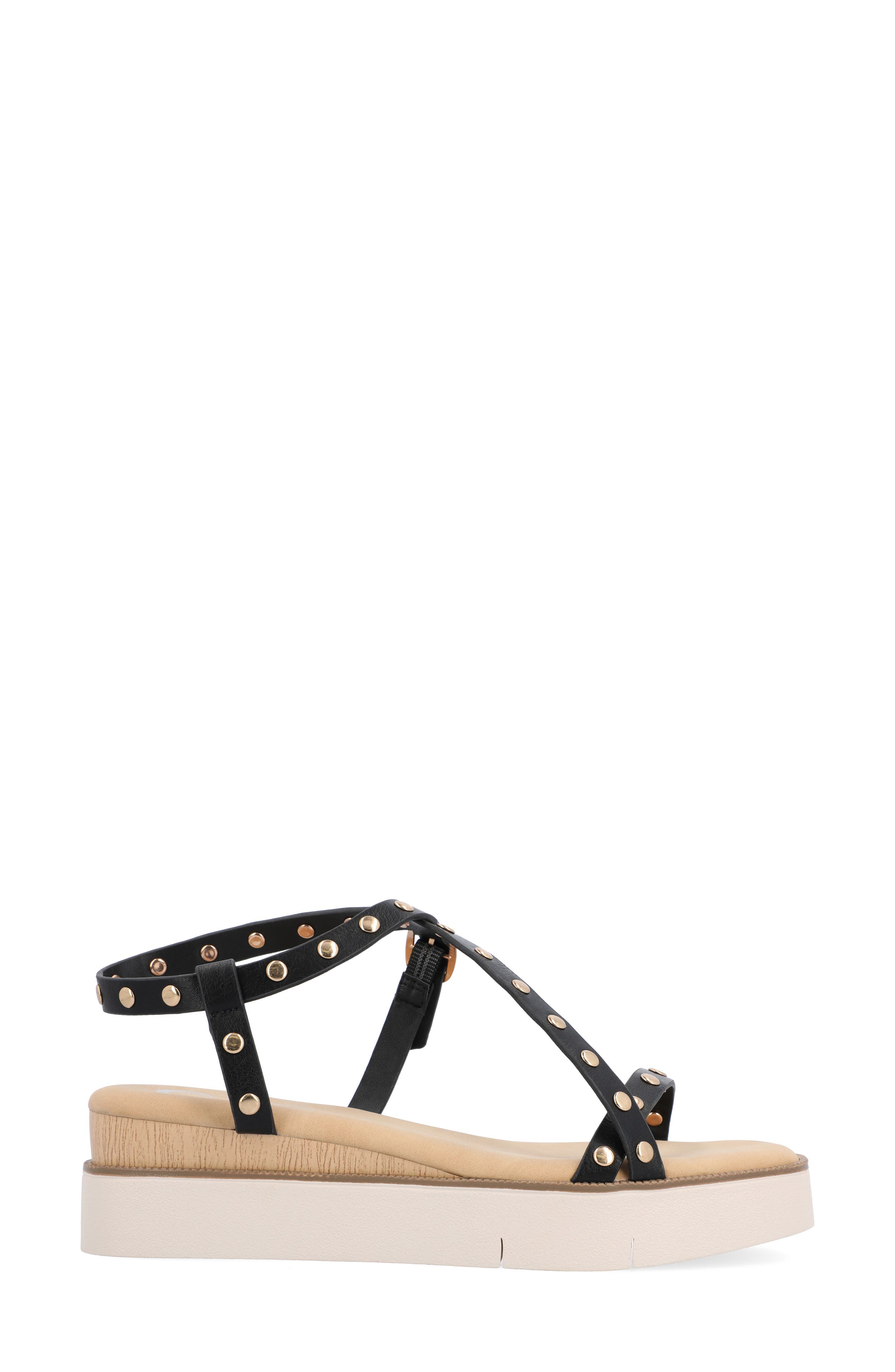 Journee Collection Lindsay Studded Platform Sandal, Alternate, color, Black