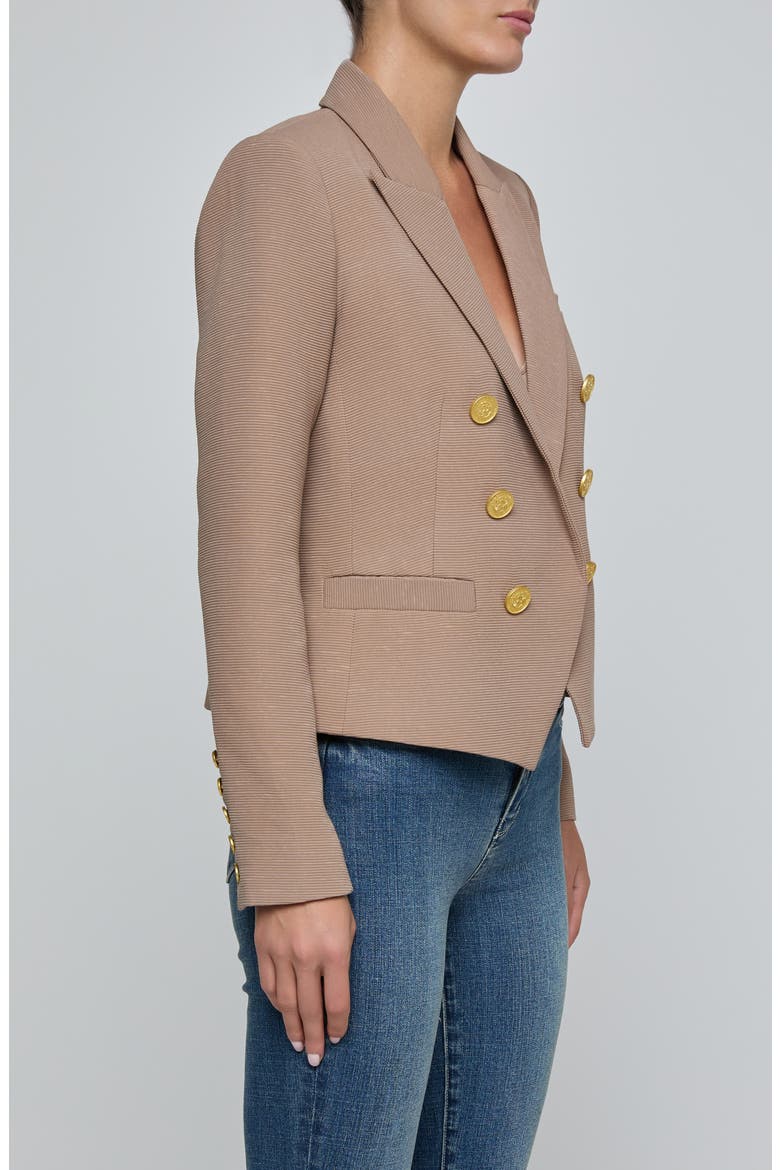 Brooke Texture Double Breasted Crop Blazer, Alternate, color, PORTABELLA/MLT FLORAL TAPESTRY