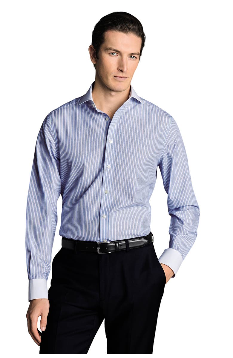 Charles Tyrwhitt Winchester Guard Stripe Non-Iron Poplin Slim Fit Shirt Single Cuff, Main, color, 