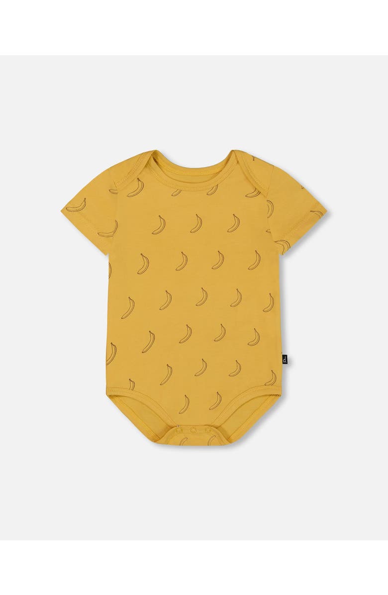 Deux par Deux Baby Boy's Organic Cotton Bodysuit Printed Yellow Bananas, Main, color, Yellow Bananas