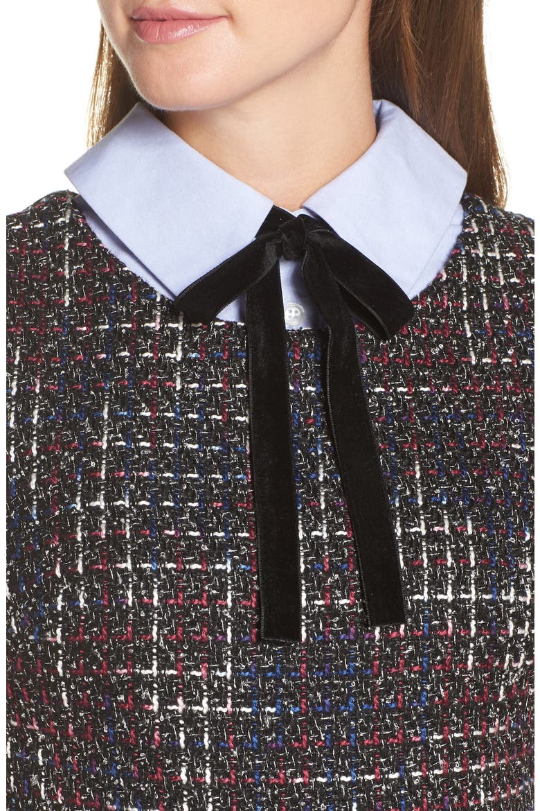 Tweed Shift Dress, Alternate, color, BLACK TWEED