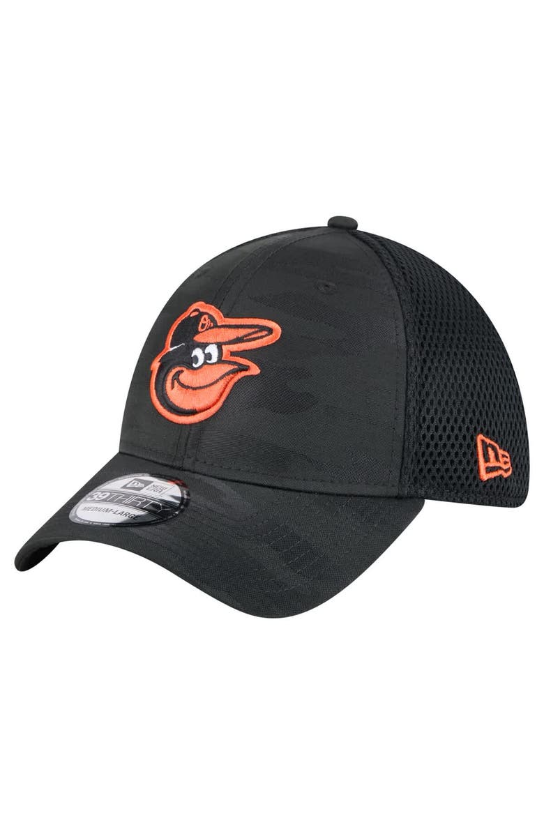 New Era Men's New Era Black Baltimore Orioles Subtle Camo 39THIRTY Flex Hat, Main, color, 