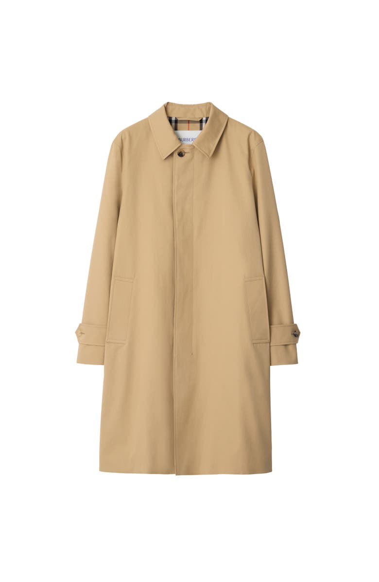 Burberry Long Gabardine Car Coat, Alternate, color, Flax Beige
