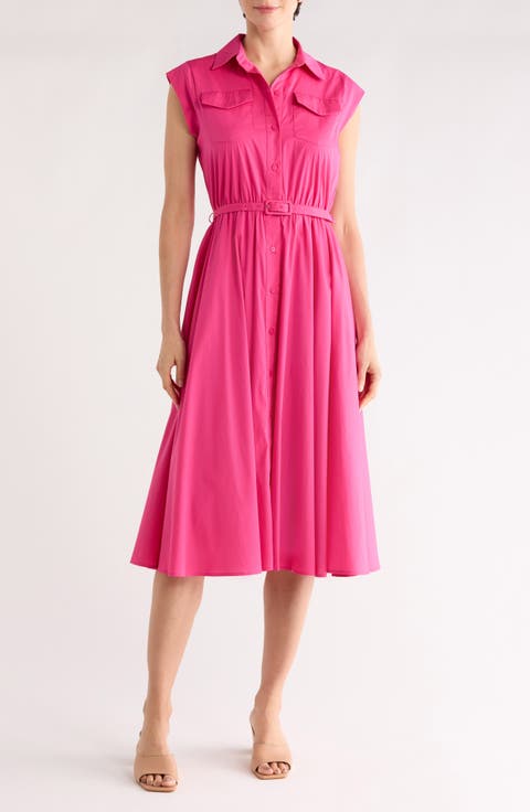 Cap Sleeve Fit & Flare Shirtdress