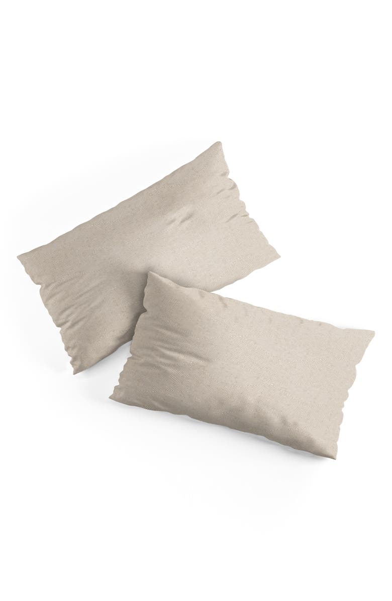 Deny Designs Lad Triangle Stripe 3-Piece Duvet Set - King, Alternate, color, Beige