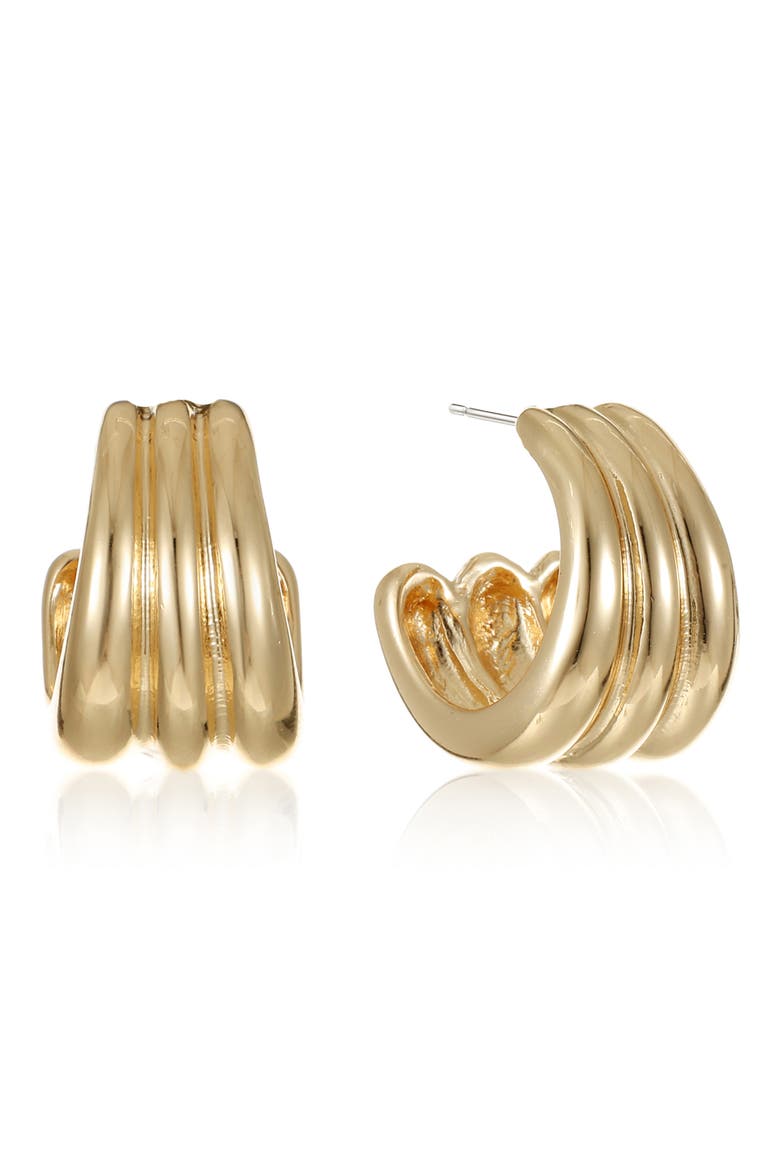 Pipe Hoop Earrings, Main, color, GOLD