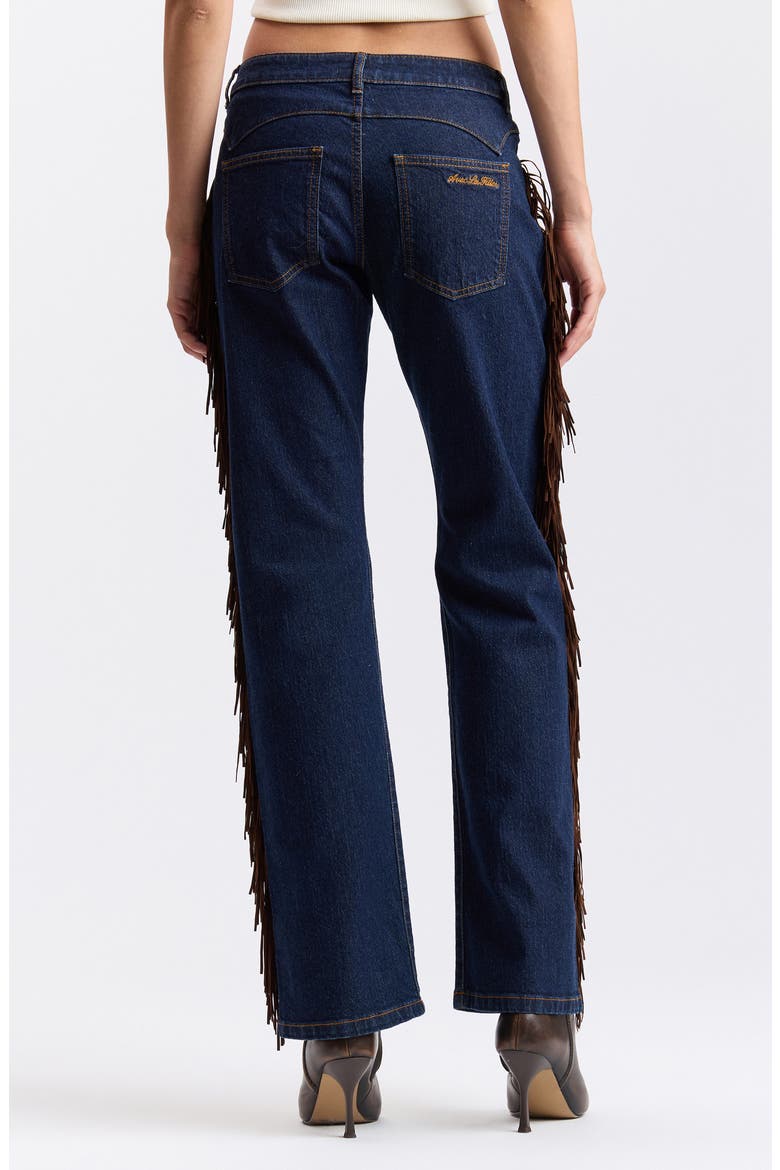Fringe Low Rise Bootcut Jeans, Alternate, color, DARK INDIGO RINSE DE