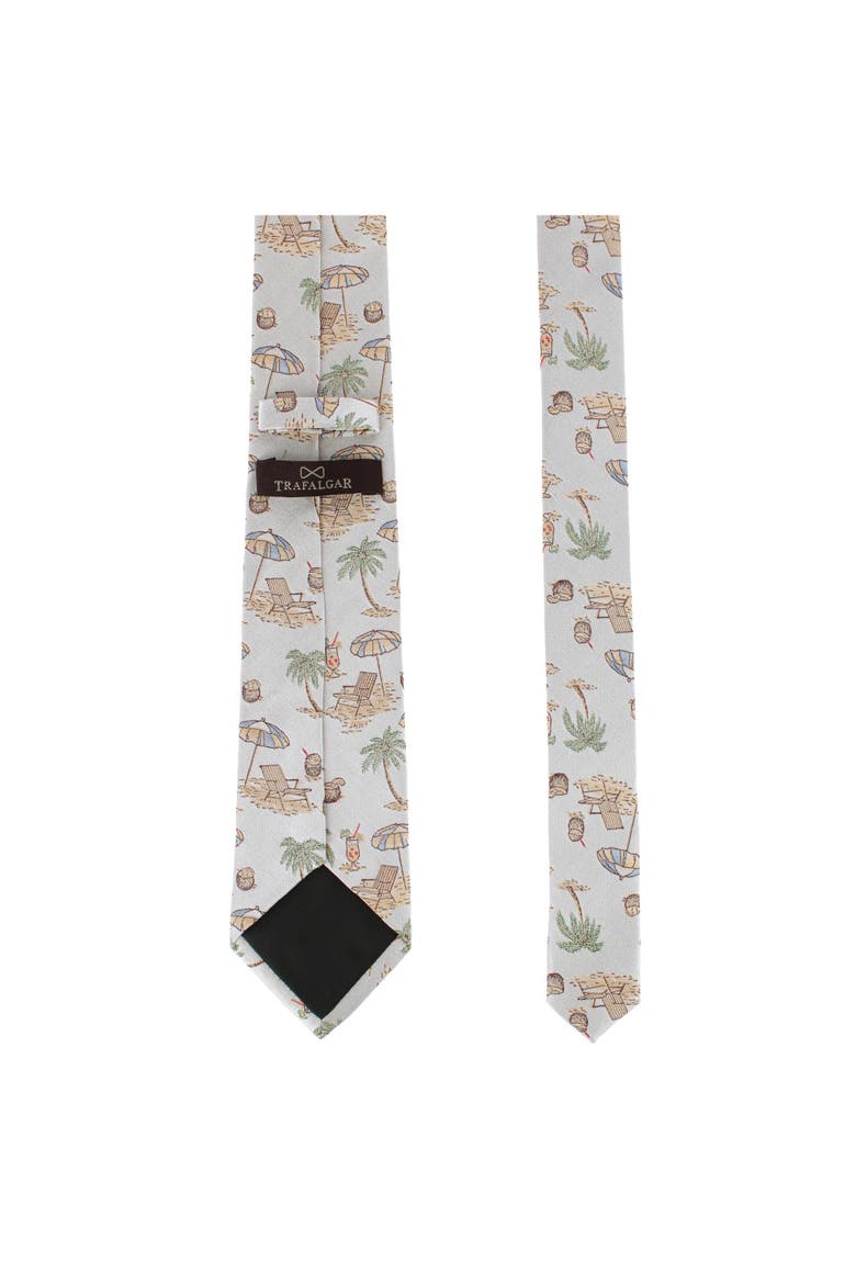 Beach Get A Way Silk Novelty Necktie, Alternate, color, Silver
