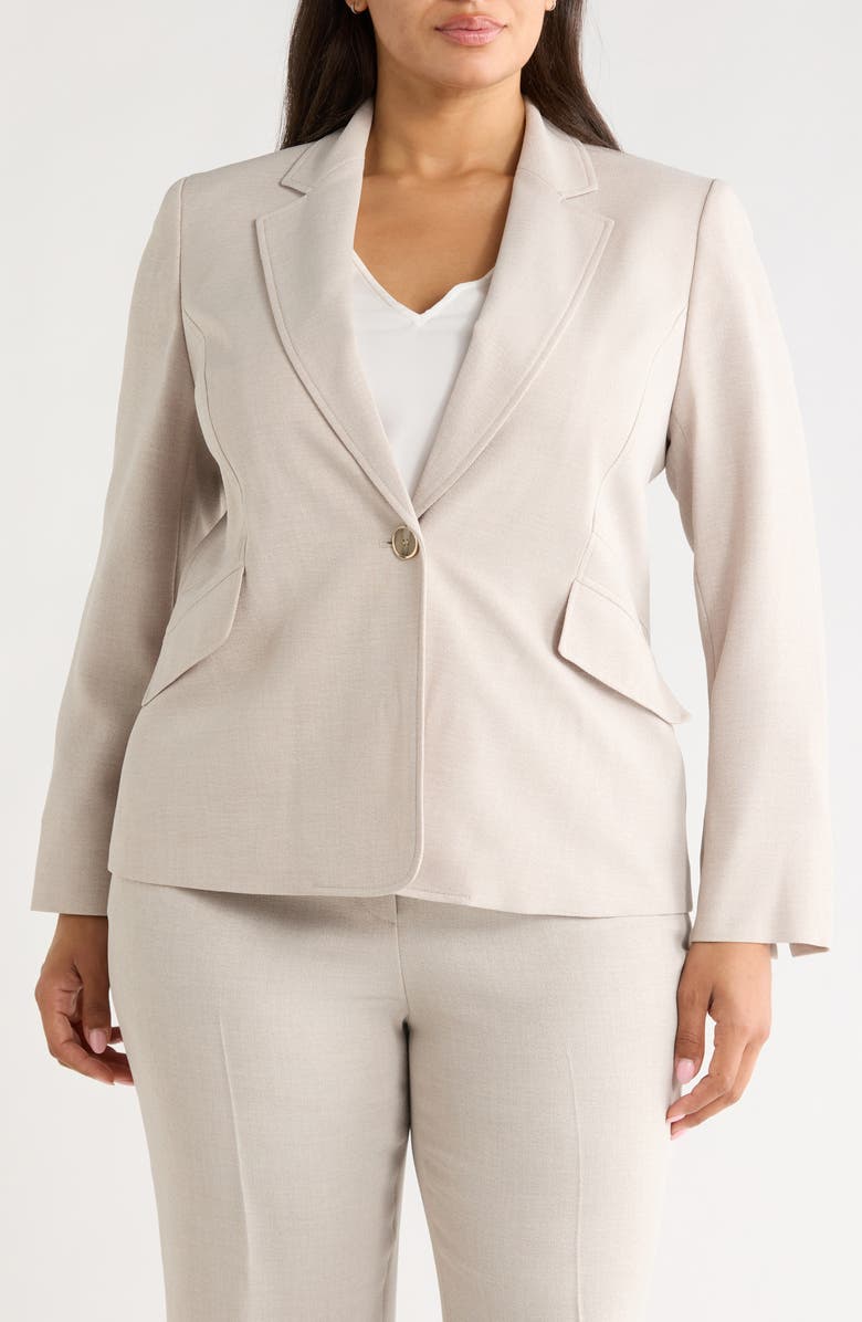 KASPER Pebble Crepe Two-Button Blazer, Alternate, color, Summer Straw