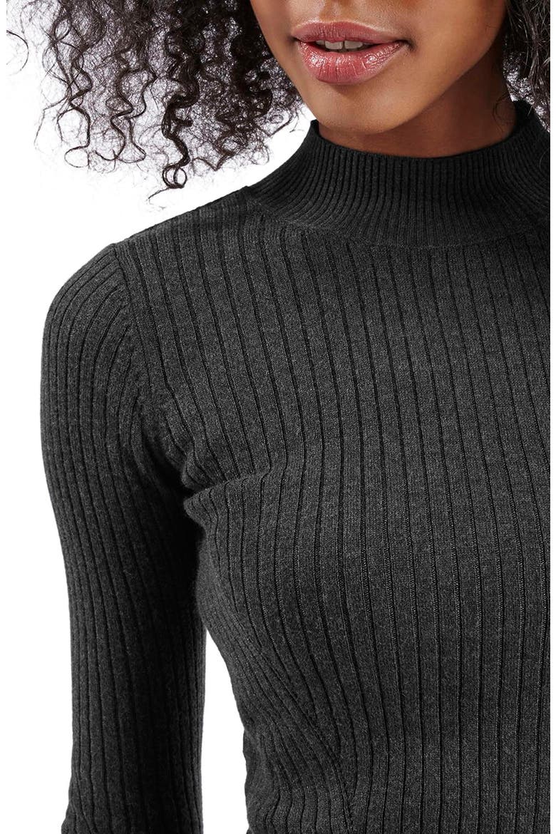Ribbed Long Sleeve Crop Top, Alternate, color, CHARCOAL