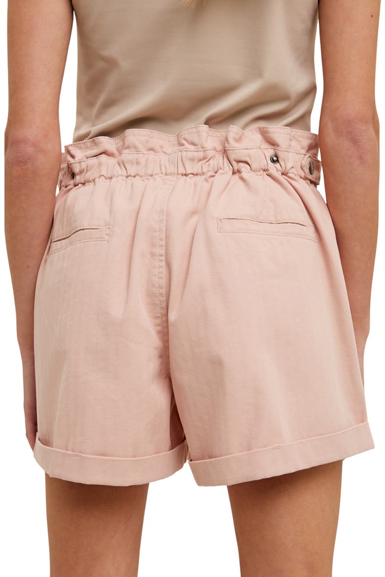 Paperbag Waist Twill Shorts, Alternate, color, ROSE