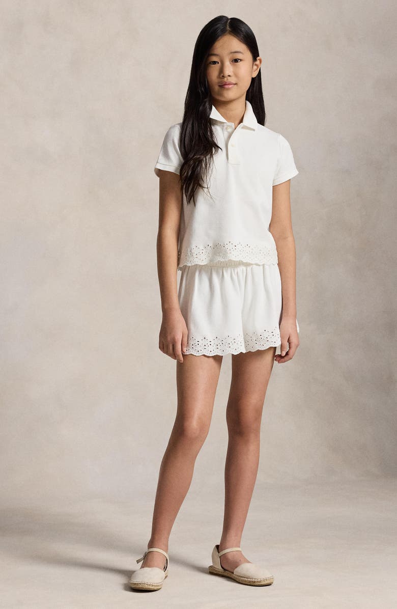 Polo Ralph Lauren Kids' Eyelet Detail Polo Shirt & Shorts Set, Alternate, color, White