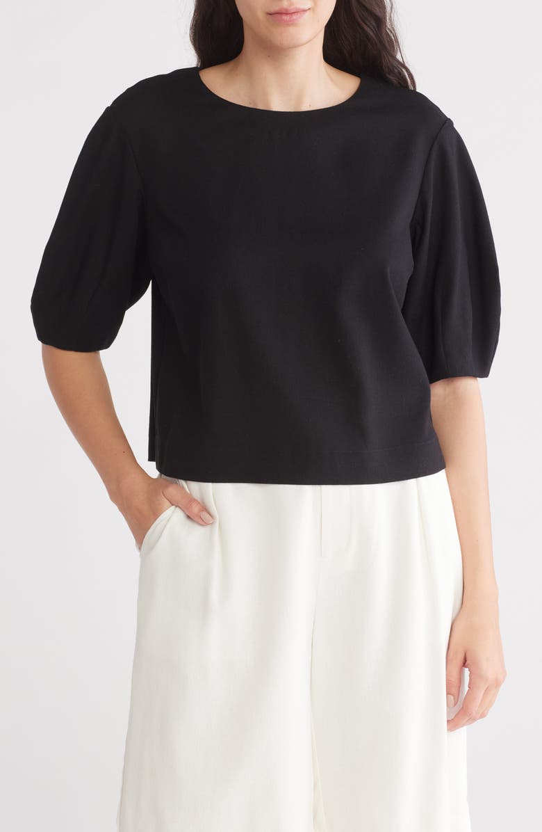 Gemma + Jane Balloon Sleeve Top, Main, color, Black
