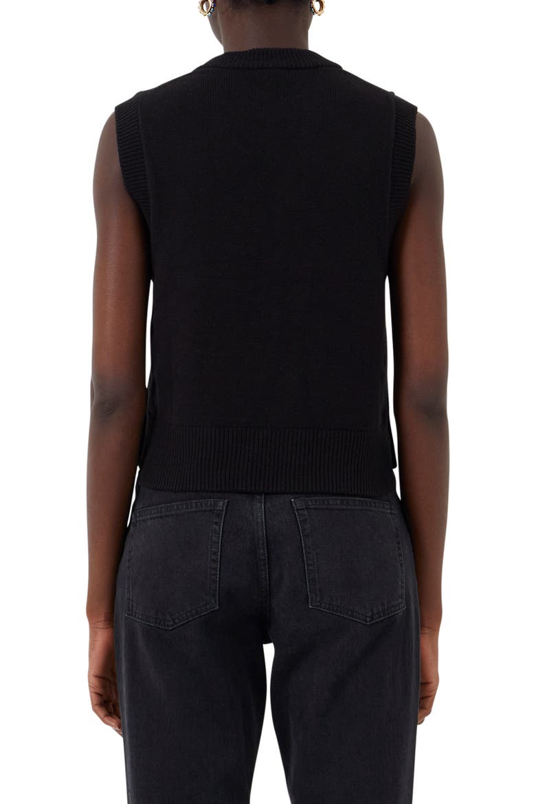 Millia Ribbed Sweater Vest, Alternate, color, BLACK
