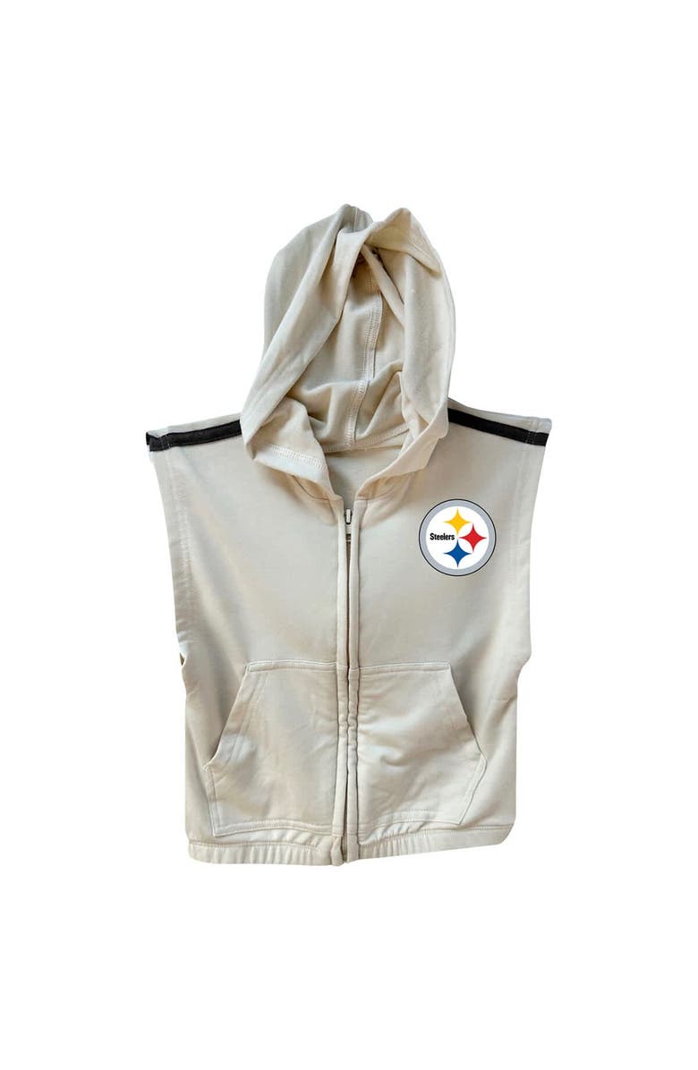 Wes & Willy Girls Toddler Wes & Willy Gold/Black Pittsburgh Steelers Sleeveless Full-Zip Hoodie & Three Tier Skirt Set, Alternate, color,