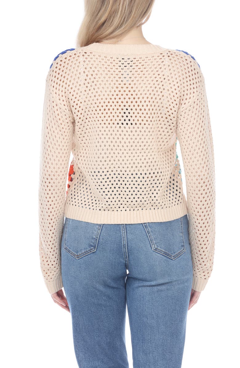 RAIN AND ROSE Granny Square Openwork Cardigan, Alternate, color, Beige