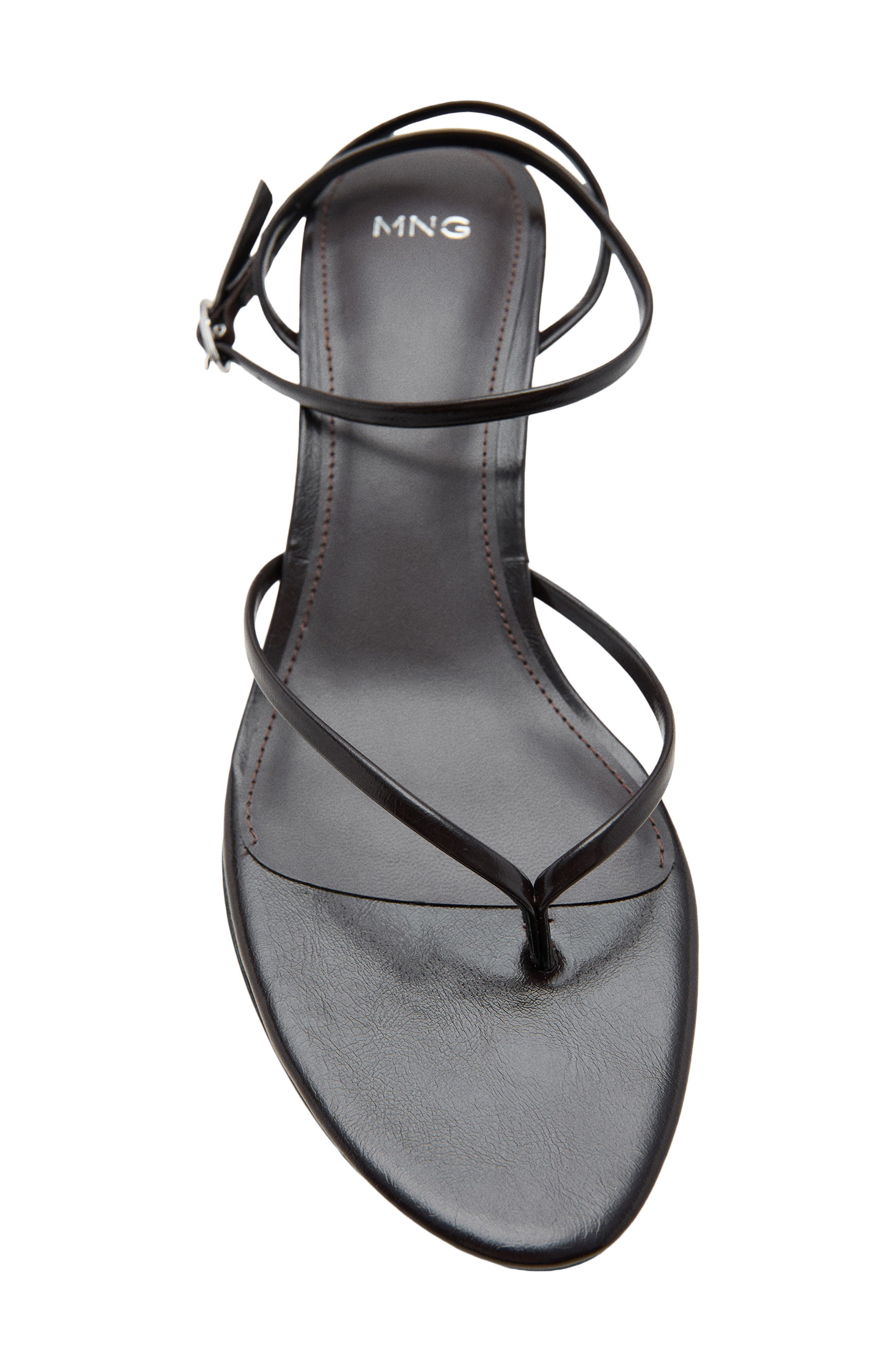 MANGO Ankle Strap Sandal, Alternate, color, Black Leather
