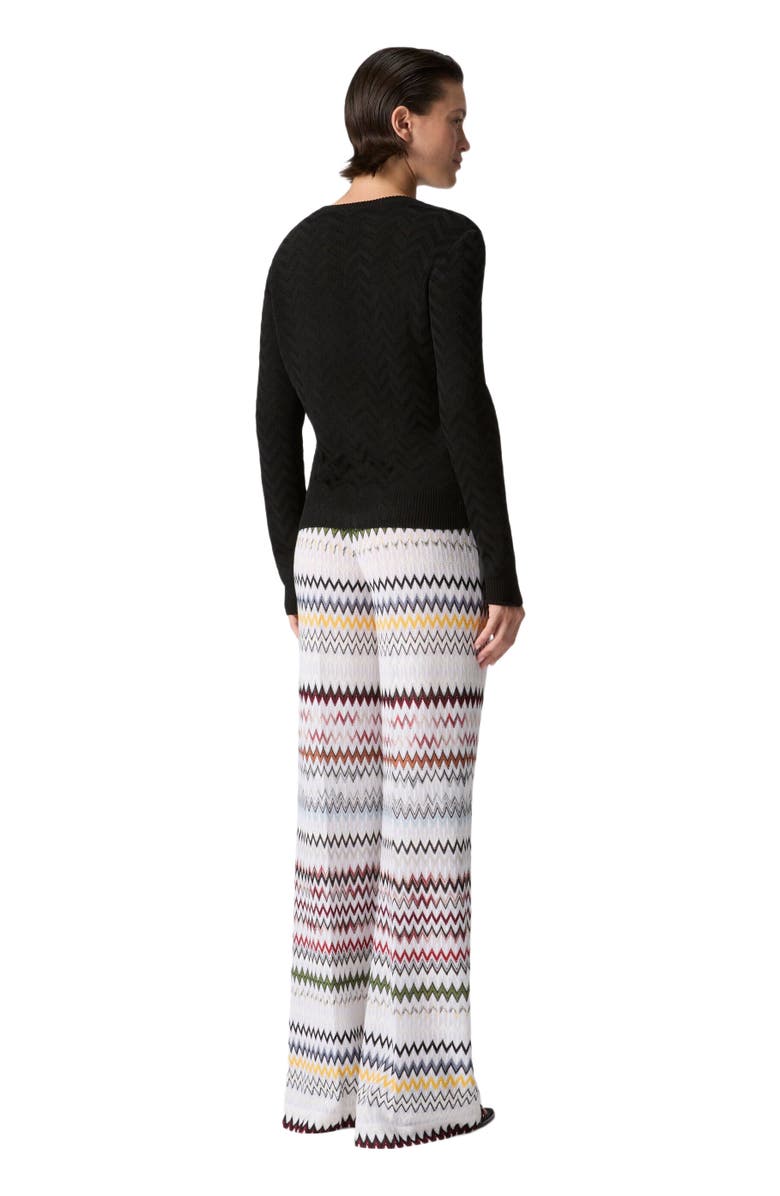 Missoni Stretch Chevron Cotton And Viscose Crewneck Sweater, Alternate, color, Black