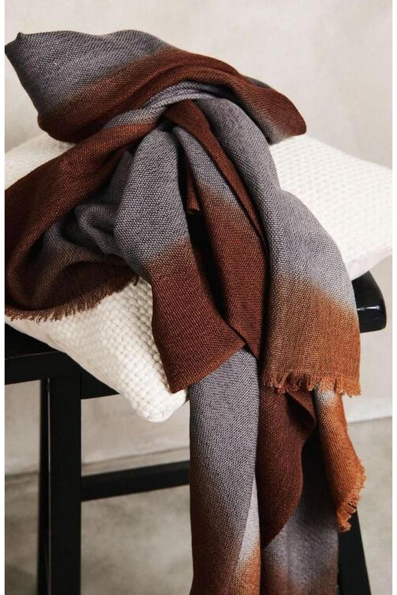 Handloom Handspun Merino Throw, Alternate, color, Brown