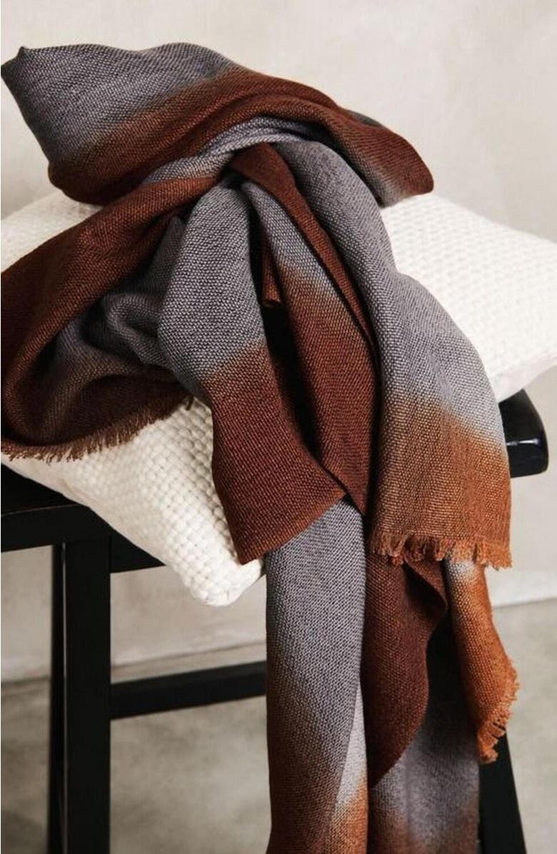 Studio Variously Handloom Handspun Merino Throw, Alternate, color, Brown