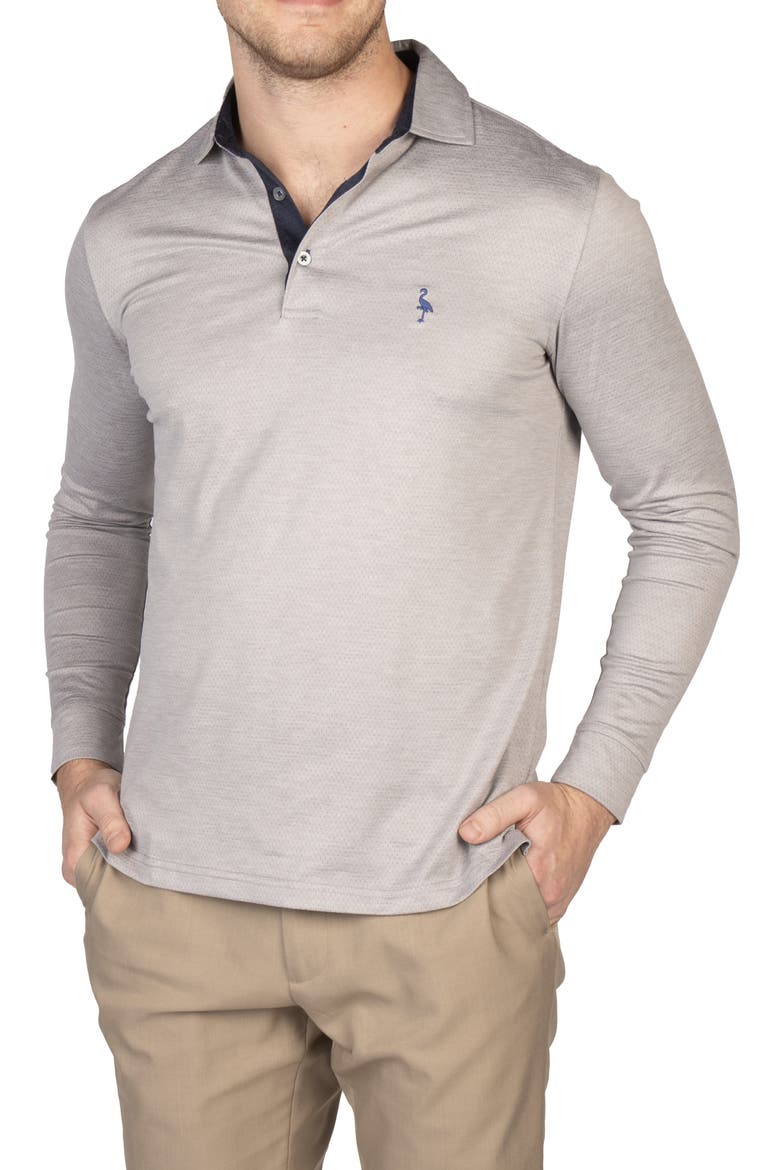 Long Sleeve Performance Knit Polo, Alternate, color, GREY