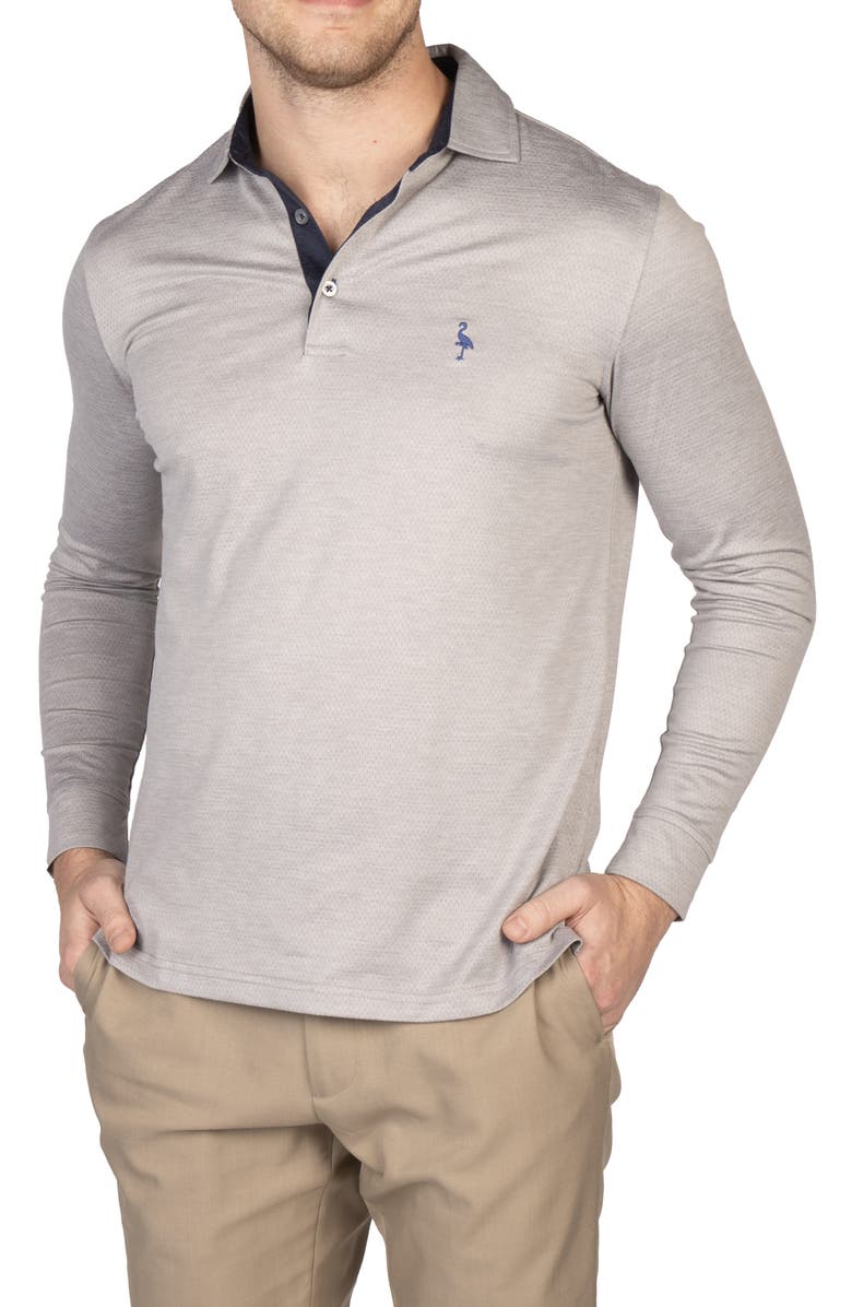 TailorByrd Long Sleeve Performance Knit Polo, Alternate, color, Grey