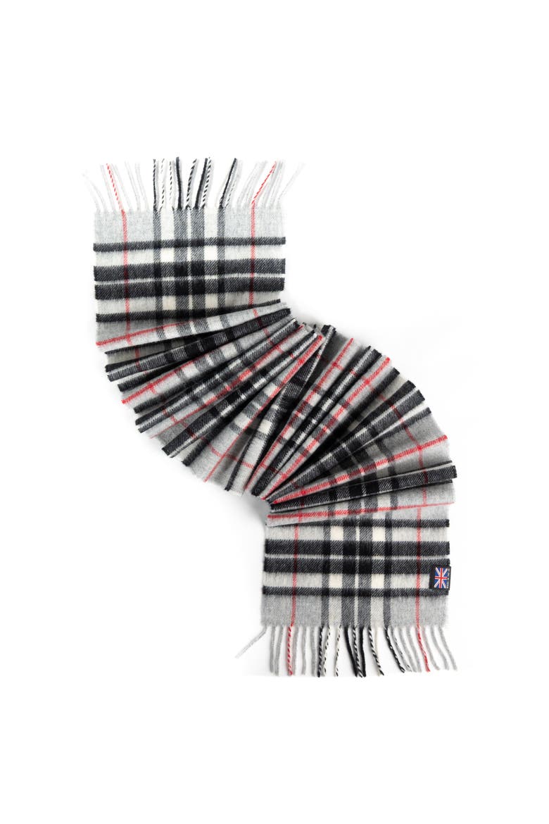 Merino Lambswool Tartan Scarf, Alternate, color, Grey Thompson