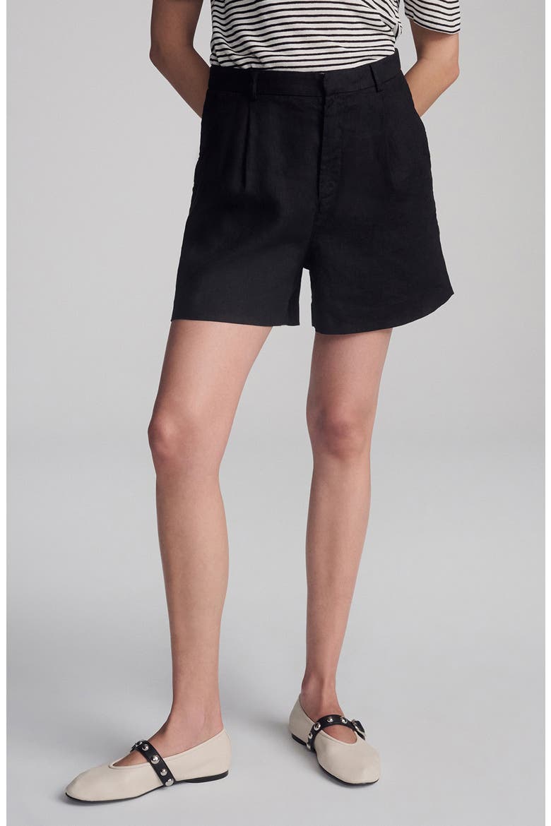 Woven Linen Shorts, Main, color, BLACK