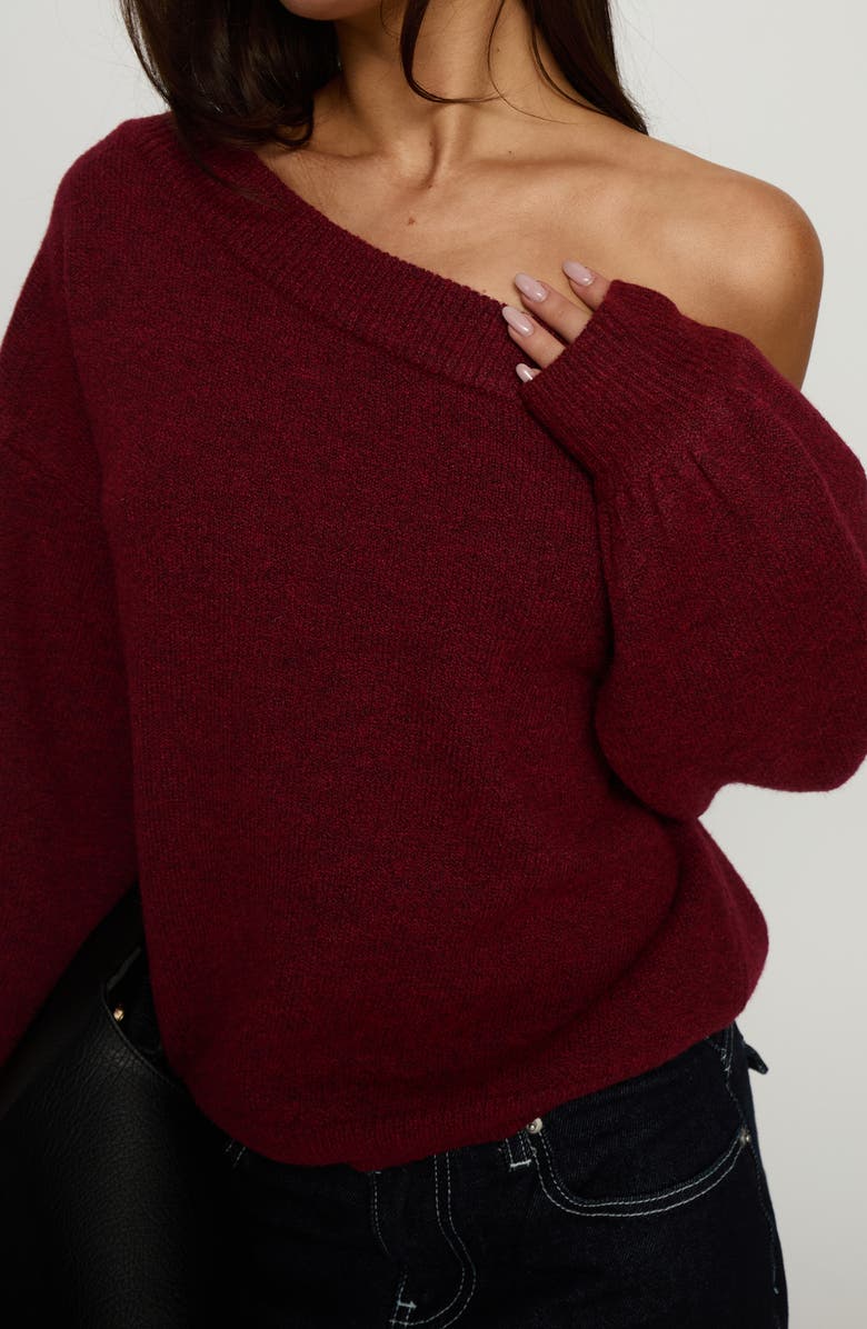 Princess Polly Noble One-Shoulder Sweater, Alternate, color, Red