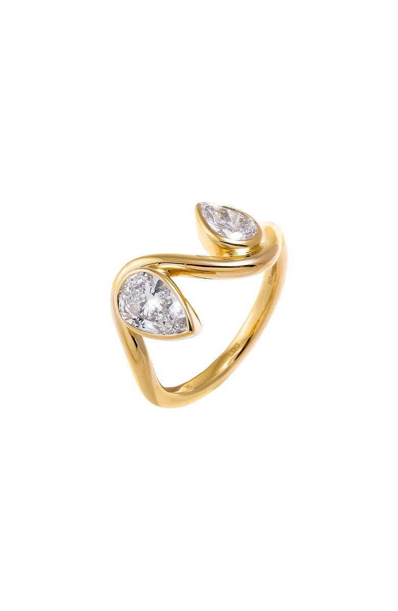 BY ADINA EDEN Lab Grown Diamond Double Pear Bezel Swirled Ring 14K, Main, color, 14K Gold