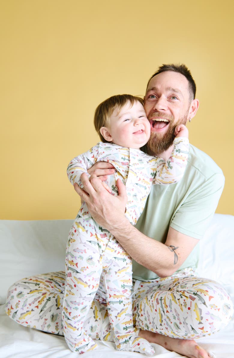 Magnetic Me Reel Good Time Stretch Modal Pajamas, Alternate, color, Green/ White Multi