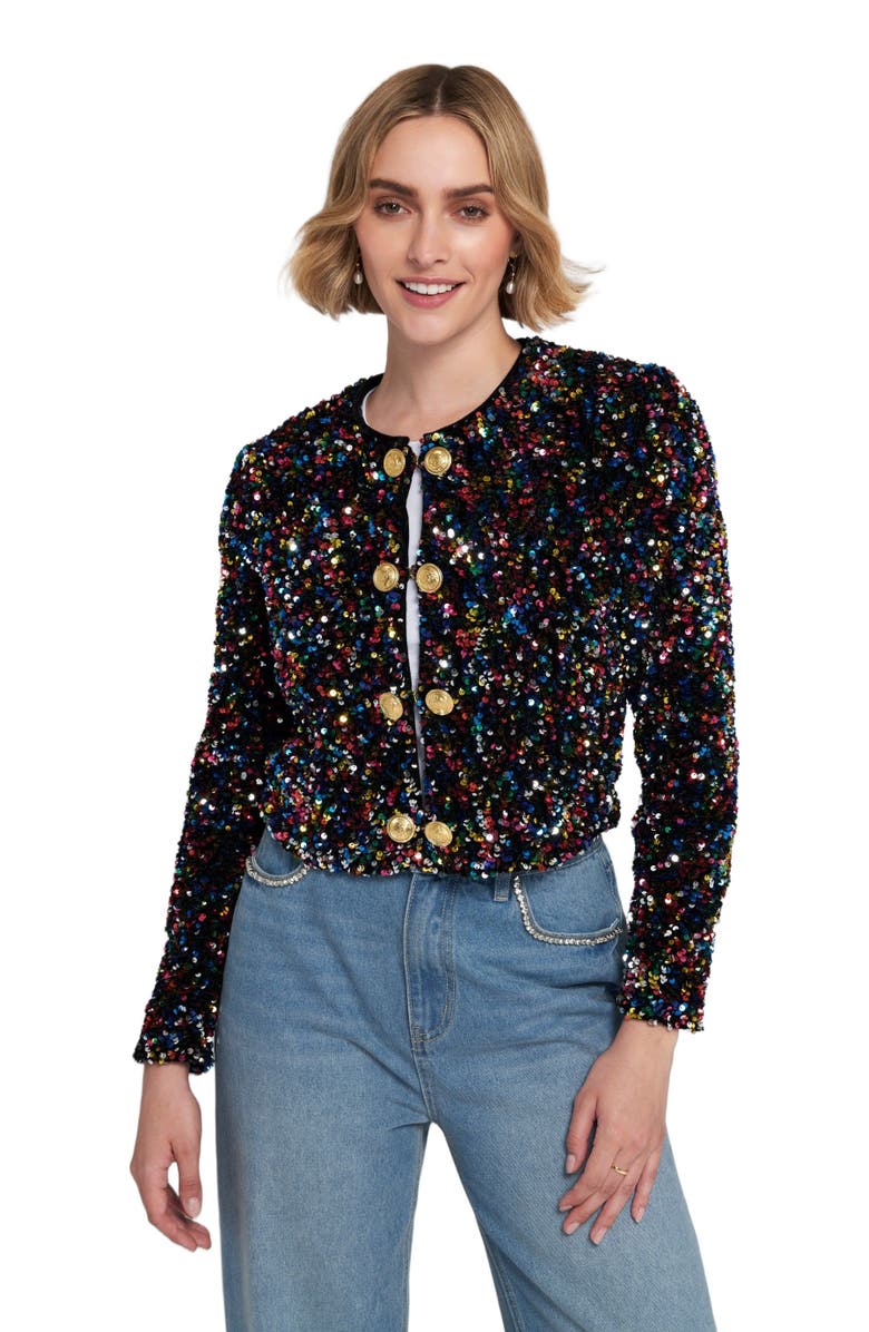 ELLE Collection Sequin Cropped Jacket, Main, color, Multi