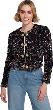 ELLE Collection Sequin Cropped Jacket