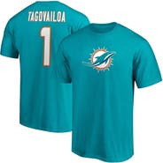 FANATICS Men's Fanatics Branded Tua Tagovailoa Aqua Miami Dolphins Player Icon Name & Number T-Shirt