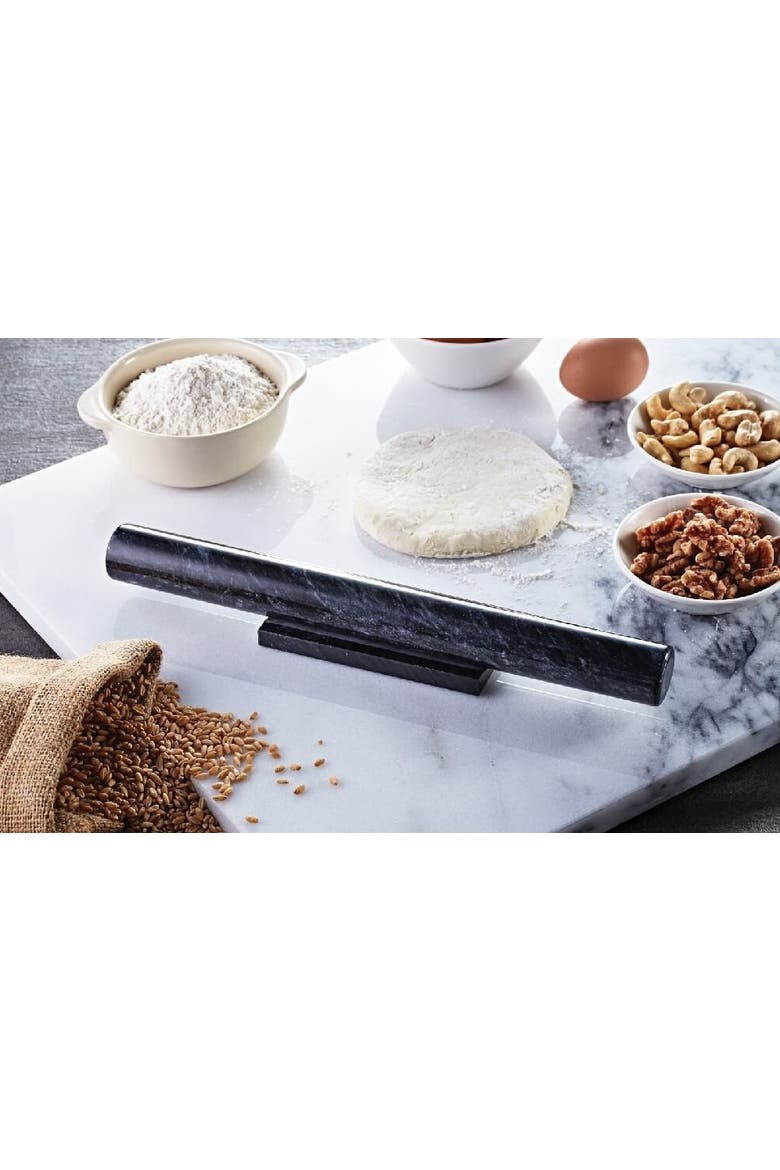 Artifacts Trading Company 12" Straight Rolling Pin With Marble Stand, Alternate, color, Black Matte