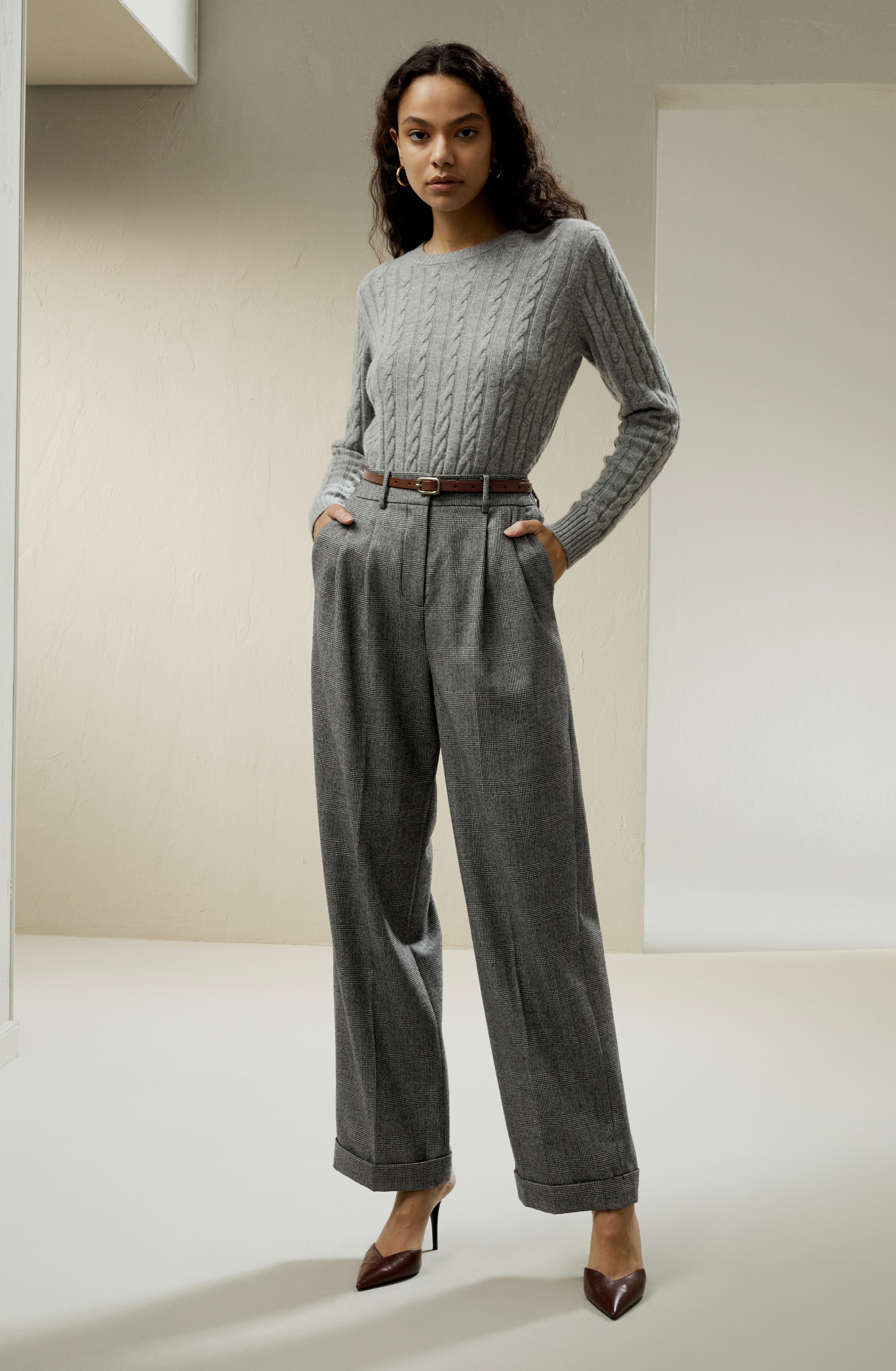 Lilysilk Women's Wide Leg Wool-flannel Suit Trousers (Women